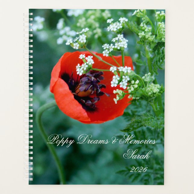 Macro Red Poppy | Artistic Personalised Journal Planner (Front)