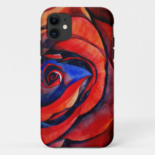 Macro red rose abstract art painting iPhone 11 case