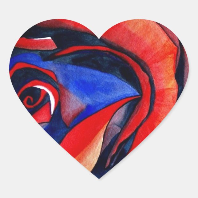 Macro red rose abstract art painting heart sticker (Front)