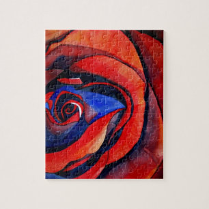 Macro red rose abstract art painting jigsaw puzzle