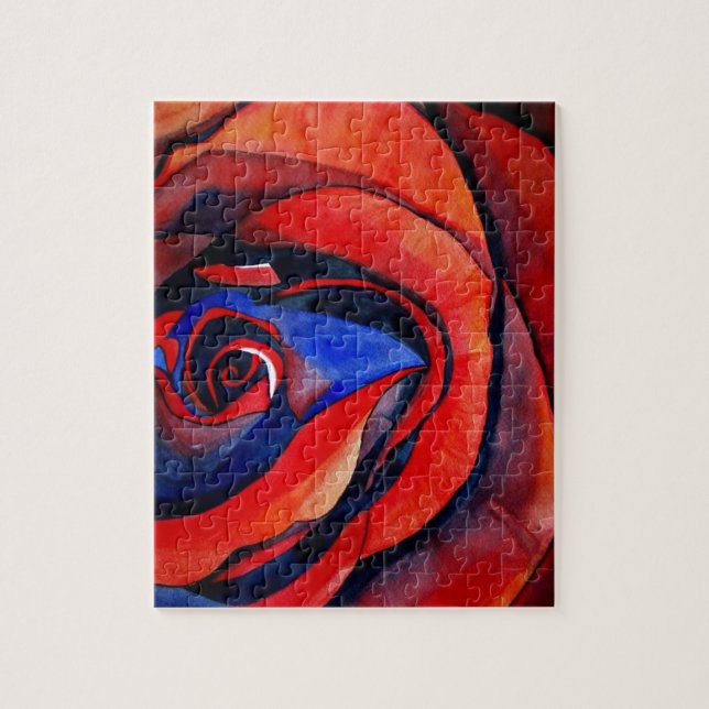 Macro red rose abstract art painting jigsaw puzzle (Vertical)