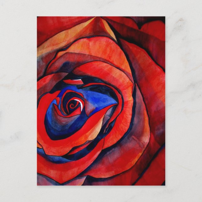 Macro red rose abstract art painting postcard (Front)