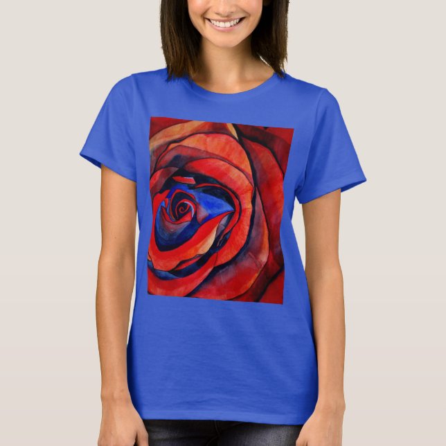 Macro red rose abstract art painting T-Shirt (Front)