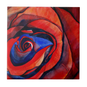 Macro red rose abstract art painting tile