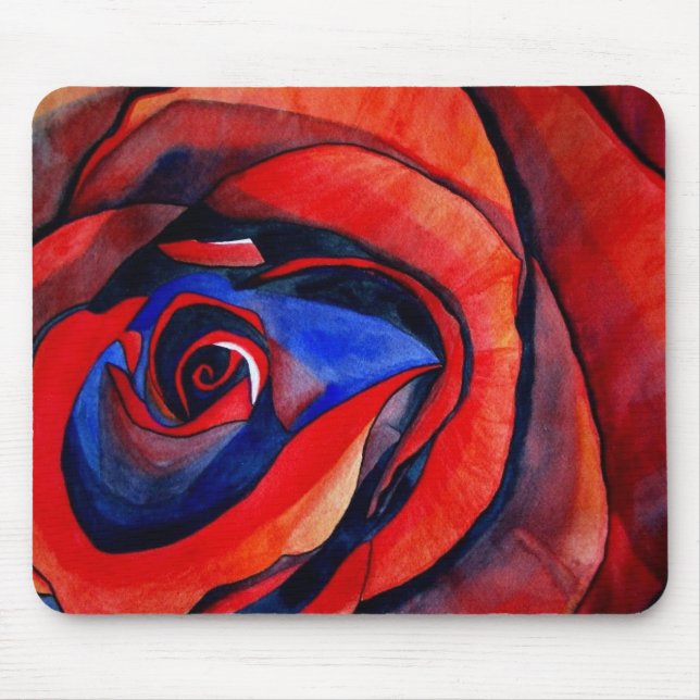 Macro red rose art mouse mat (Front)