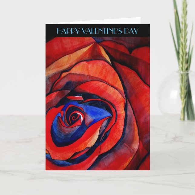 Macro red rose art Valentine's Day card (Front)