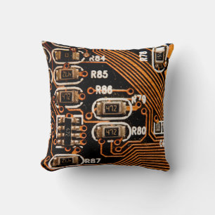 macro shot of circuitboard,cables,capacitors,card, cushion