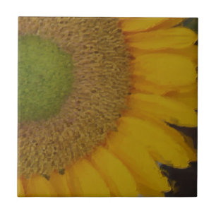 Macro Sunflower Centre Floral Art Tile
