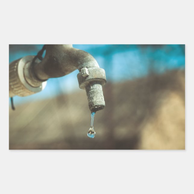 Macro water drop rectangular sticker (Front)