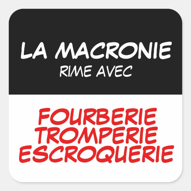 Macronie Fourberie Tromperie Escroquerie SqS Square Sticker (Front)