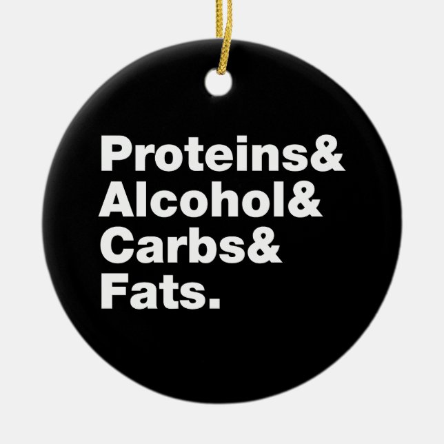 Macronutrients. Proteins & Alcohol & Carbs & Fats. Ceramic Tree Decoration (Front)