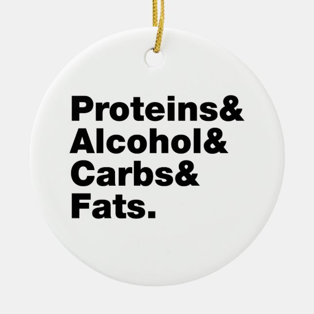 Macronutrients. Proteins & Alcohol & Carbs & Fats. Ceramic Tree Decoration (Front)