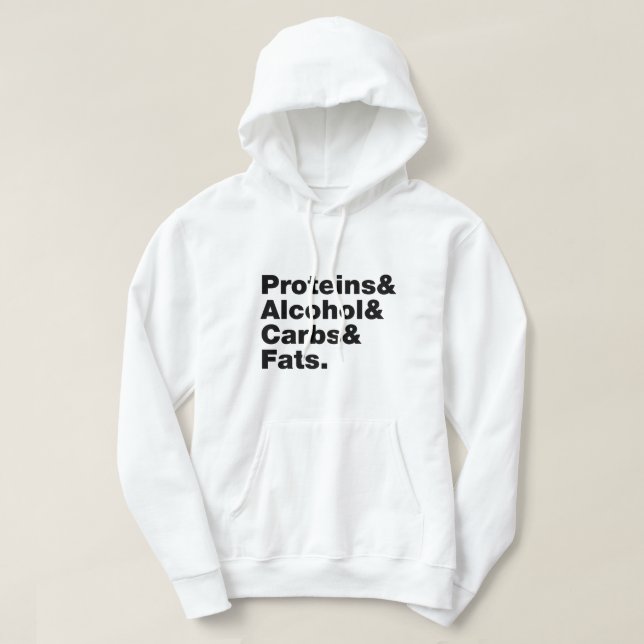 Macronutrients. Proteins & Alcohol & Carbs & Fats. Hoodie (Design Front)