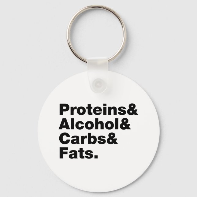 Macronutrients. Proteins & Alcohol & Carbs & Fats. Key Ring (Front)