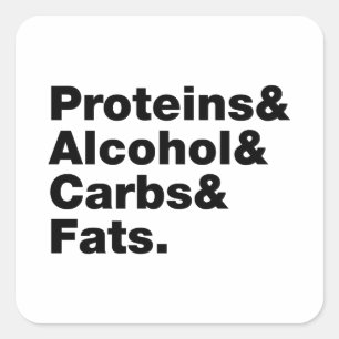 Macronutrients. Proteins & Alcohol & Carbs & Fats. Square Sticker