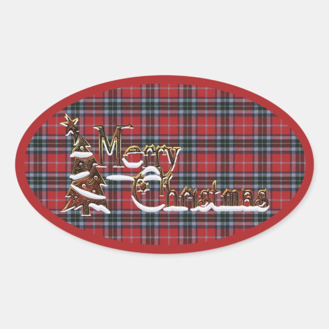 MacTavish Modern Original Scottish Tartan Oval Sticker (Front)