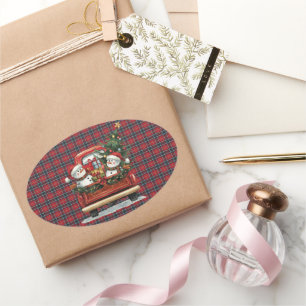 MacTavish Modern Scottish Tartan Christmas Oval Sticker