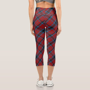 MacTavish Tartan Red and Blue Plaid Capri Leggings