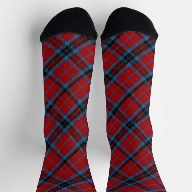 MacTavish Tartan Red and Blue Plaid Socks (Top)