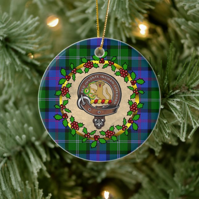 MacThomas  Badge & Tartan Personalised Christmas Ceramic Tree Decoration (Tree)