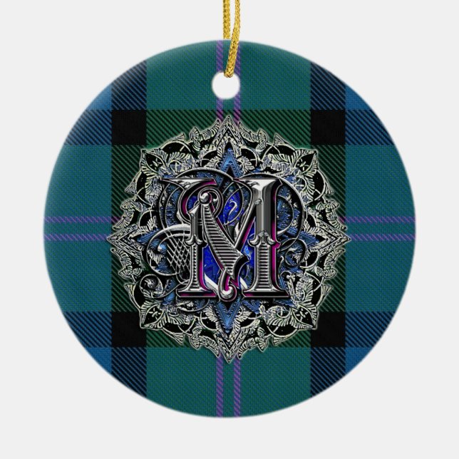 MacThomas Clan Plaid Monogram ornament (Front)
