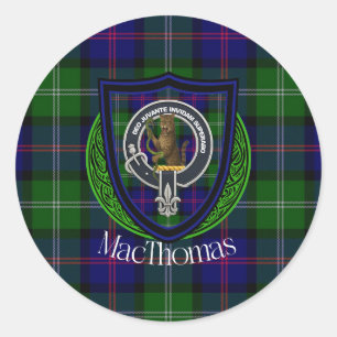 MacThomas Scottish Clan Tartan & Crest Classic Round Sticker