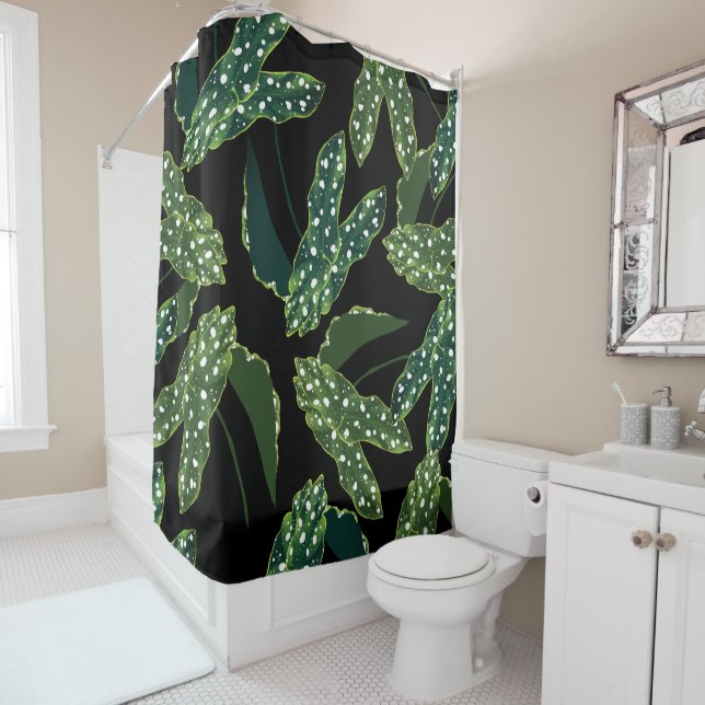 Maculata Spotted Begonia Boho Chic  Shower Curtain (In Situ)