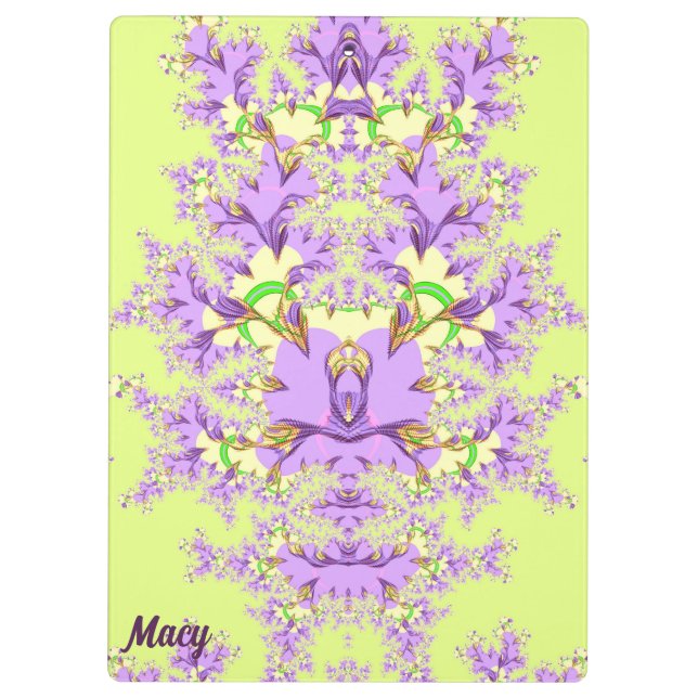 MACY ~ Mauve, Yellow Green Floral Clipboard (Back)