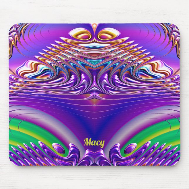 MACY ~ Zany Green, Blue, Yellow and Purple Mouse Mat (Front)
