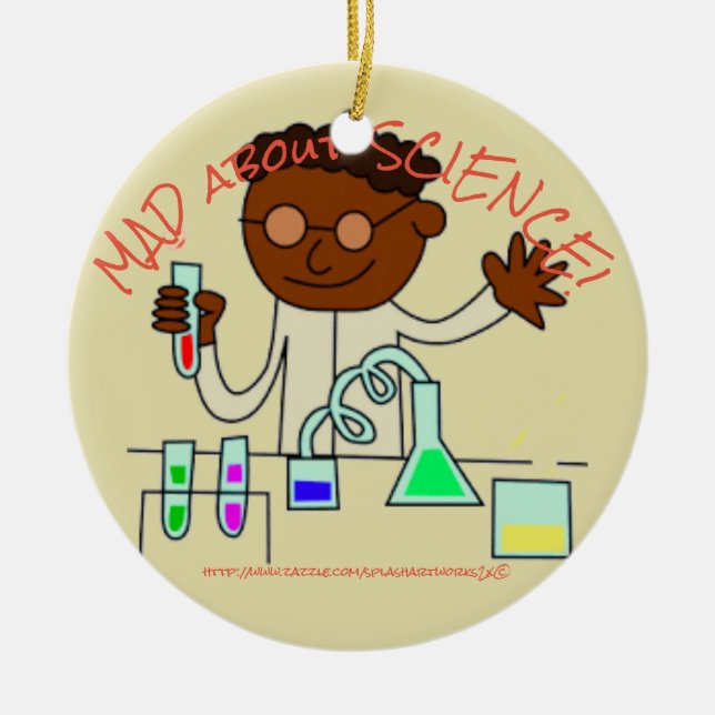 "MAD about SCIENCE!" Ceramic Tree Decoration (Front)