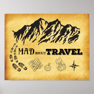 Mad about travel retro vintage style Poster