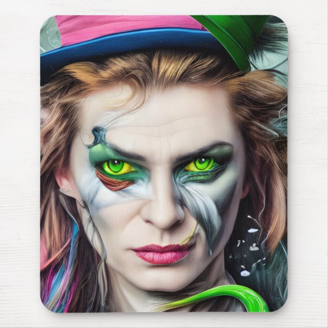 Mad AI Generated Hatter Alice Themed Mouse Mat (Front)