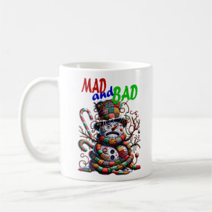 Mad and Bad, grumpy funny Snowman, fantasy art Coffee Mug