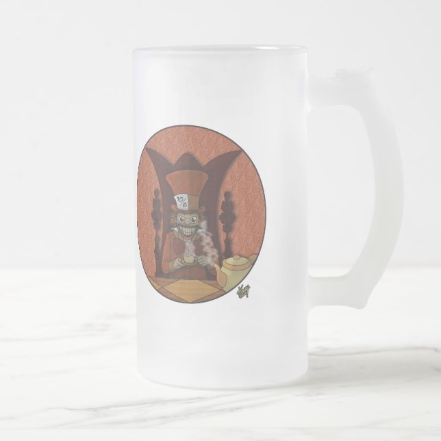Mad as a Hatter Frosted Glass Mug (Right)