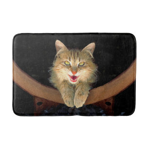 Mad Cat Painting - Cute Original Cat Art Bath Mat