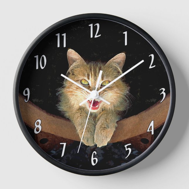 Mad Cat Painting - Cute Original Cat Art Clock (Front)