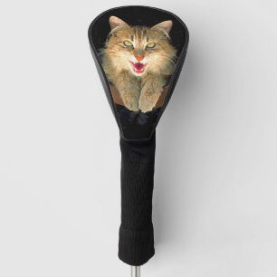 Mad Cat Painting - Cute Original Cat Art Golf Head Cover