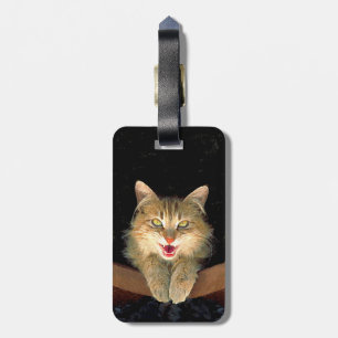 Mad Cat Painting - Cute Original Cat Art Luggage Tag