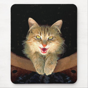 Mad Cat Painting - Cute Original Cat Art Mouse Mat