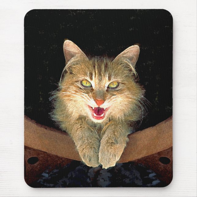 Mad Cat Painting - Cute Original Cat Art Mouse Mat (Front)