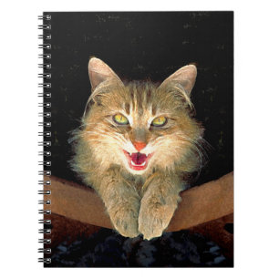 Mad Cat Painting - Cute Original Cat Art Notebook