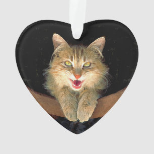 Mad Cat Painting - Cute Original Cat Art Ornament