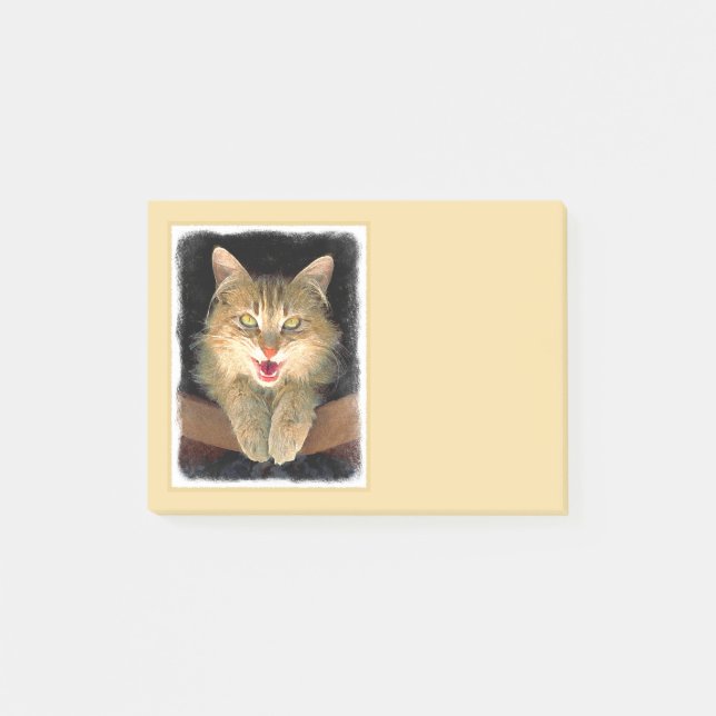 Mad Cat Painting - Cute Original Cat Art Post-it Notes (Front)