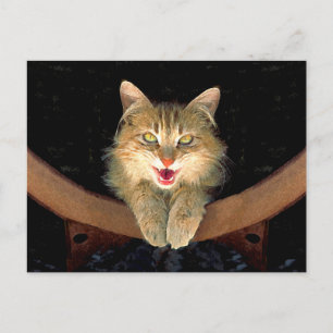 Mad Cat Painting - Cute Original Cat Art Postcard