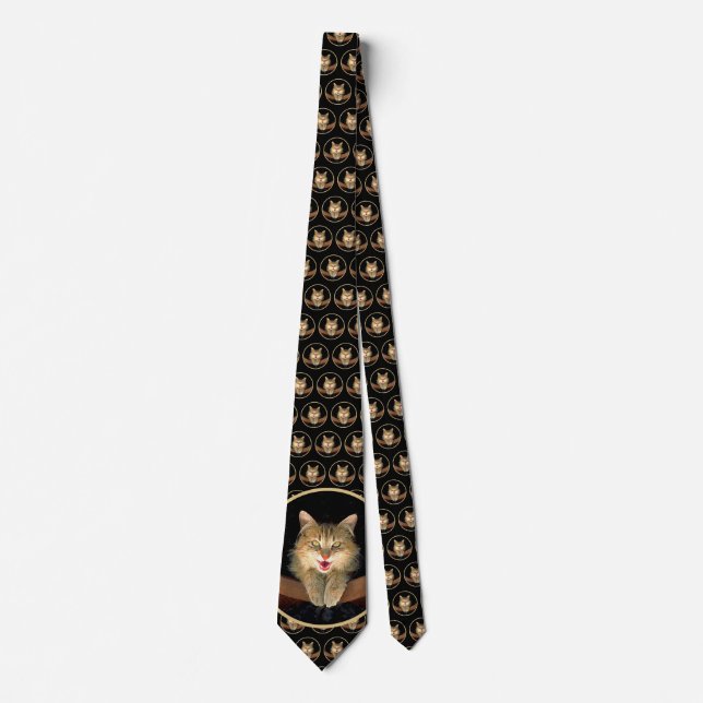 Mad Cat Painting - Cute Original Cat Art Tie (Front)