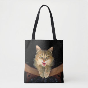 Mad Cat Painting - Cute Original Cat Art Tote Bag