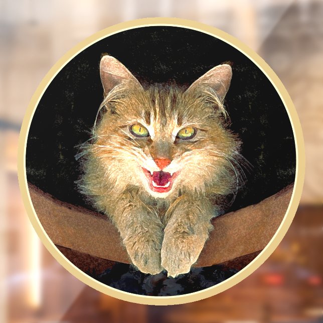 Mad Cat Painting - Cute Original Cat Art Window Cling (Sheet 2)
