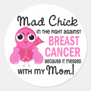 Mad Chick 2 Mum Breast Cancer Classic Round Sticker