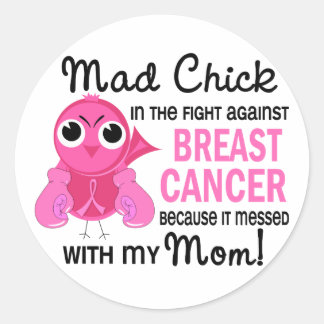 Mad Chick 2 Mum Breast Cancer Classic Round Sticker