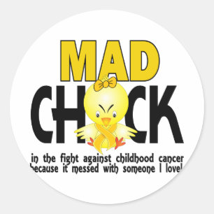Mad Chick In The Fight Childhood Cancer Classic Round Sticker